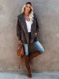 kkboxly  Hooded Teddy Coat, Casual Long Sleeve Winter Warm Outerwear, Women's Clothing