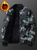 kkboxly  Solid Color Sherpa Lined Varsity Jacket, Men's Casual Fleece Lined Baseball Jacket Coat Regular Fit College Hipster Windbreaker For Winter Autumn