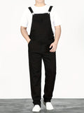 Plus Size Men's Solid Fashion Denim Overalls, Casual Loose Fit Jeans Denim Pants Spring Fall Winter Pants, Men's Clothing