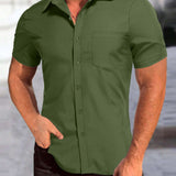 2025 kkboxly  Trendy Plus Size Men's Short-Sleeve Shirt with Pocket for Summer - Oversized Subway Top for Big & Tall Males - Stylish Clothing for Men
