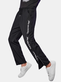 kkboxly  Zipper Design, Men's Letter Pants, Drawstring Pocket Casual Comfy Trousers