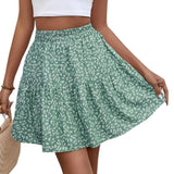 2025 kkboxly  Floral Print Ruffle Hem Shorts, Casual Shorts For Spring & Summer, Women's Clothing