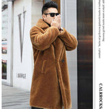 kkboxly Winter Men's Faux Fur Fur Long Coat Gothic Reversible Warm Loose Fit Coat Thick Military Style Windbreaker Trench And Waterproof