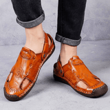 kkboxly kkboxly Men Leather Breathable Closed Toe Non Slip Comforty Casual Outdoor Sandals