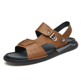 kkboxly Men Microfiber Leather Two-Ways Breathable Soft Non-Slip Casual Outdoor Sandals