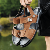 kkboxly Men Microfiber Leather Two-Ways Breathable Soft Non-Slip Casual Outdoor Sandals