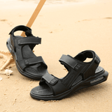 kkboxly Men Outdoor Sport Cushioned Comfy Hook Loop Leather Beach Sandals