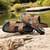 kkboxly Men Microfiber Leather Two-Ways Breathable Soft Non-Slip Casual Outdoor Sandals