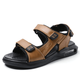 kkboxly Men Outdoor Sport Cushioned Comfy Hook Loop Leather Beach Sandals