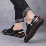kkboxly kkboxly Men Leather Breathable Closed Toe Non Slip Comforty Casual Outdoor Sandals