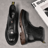 kkboxly kkboxly Men Cowhide Leather Non Slip Soft Sole Front Zipper Tooling Short Boots