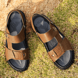 kkboxly Men Microfiber Leather Two-Ways Breathable Soft Non-Slip Casual Outdoor Sandals