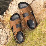 kkboxly Men Microfiber Leather Two-Ways Breathable Soft Non-Slip Casual Outdoor Sandals