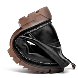 kkboxly kkboxly Men Cowhide Leather Non Slip Soft Sole Front Zipper Tooling Short Boots