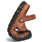 kkboxly kkboxly Men Anti-Collision Toe Cow Leather Hand Stitching Outdoor Water Sandals