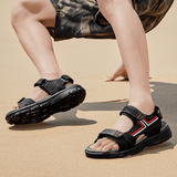 kkboxly Men Leather Breathable Non Slip Opened Comfy Beach Casual Outdoor Sandals