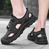 kkboxly kkboxly Men Cowhide Breathable Mesh Soft Casual Outdoor Sandals