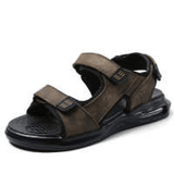 kkboxly Men Outdoor Sport Cushioned Comfy Hook Loop Leather Beach Sandals