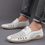 kkboxly Breathable Leather Sandals Hollow Shoes